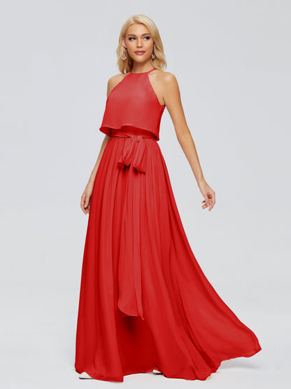 Nadey Halter Chiffon Bridesmaid Dresses With Bowknot