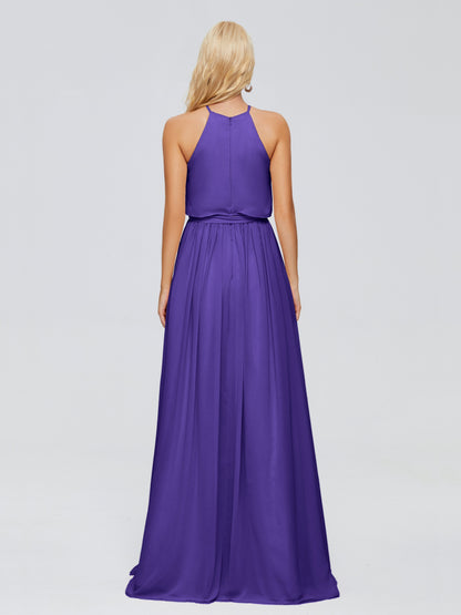 Nadey Halter Chiffon Bridesmaid Dresses With Bowknot