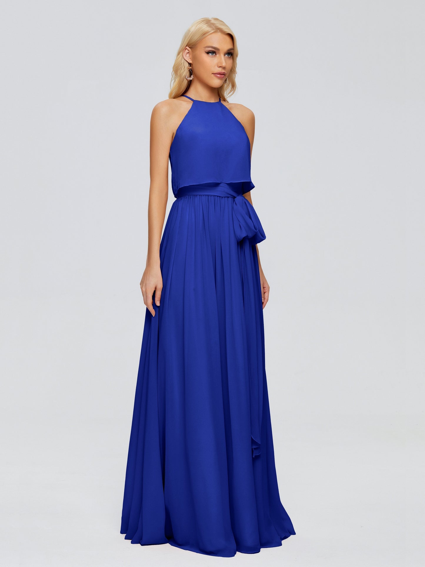Nadey Halter Chiffon Bridesmaid Dresses With Bowknot
