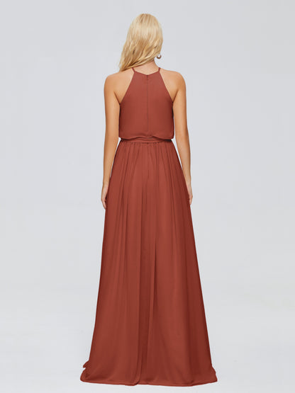 Nadey Halter Chiffon Bridesmaid Dresses With Bowknot