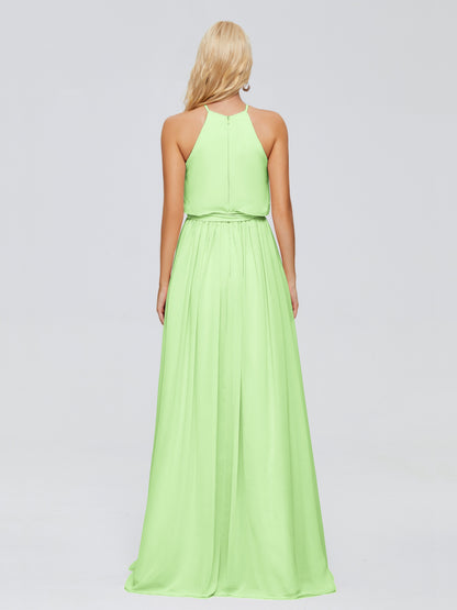 Nadey Halter Chiffon Bridesmaid Dresses With Bowknot