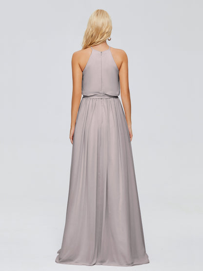 Nadey Halter Chiffon Bridesmaid Dresses With Bowknot