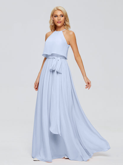 Nadey Halter Chiffon Bridesmaid Dresses With Bowknot