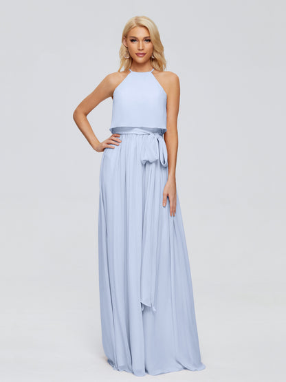 Nadey Halter Chiffon Bridesmaid Dresses With Bowknot