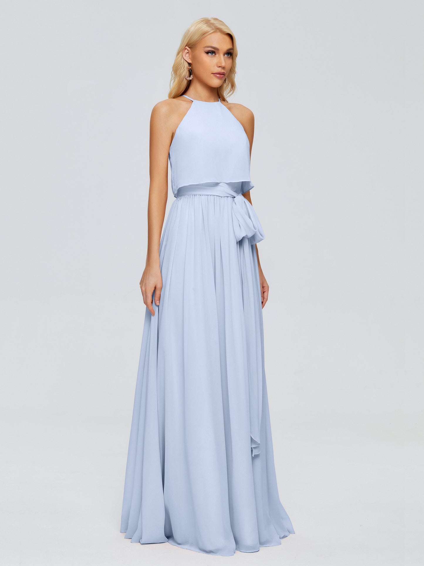 Nadey Halter Chiffon Bridesmaid Dresses With Bowknot
