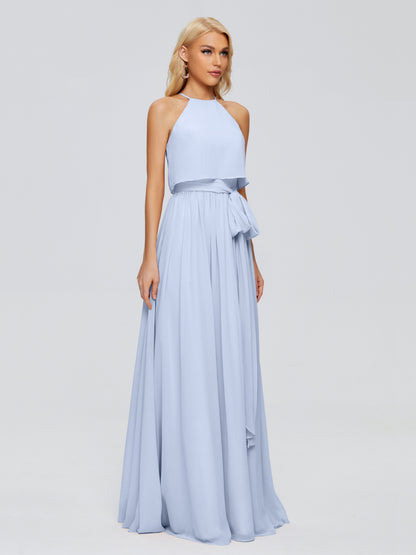 Nadey Halter Chiffon Bridesmaid Dresses With Bowknot