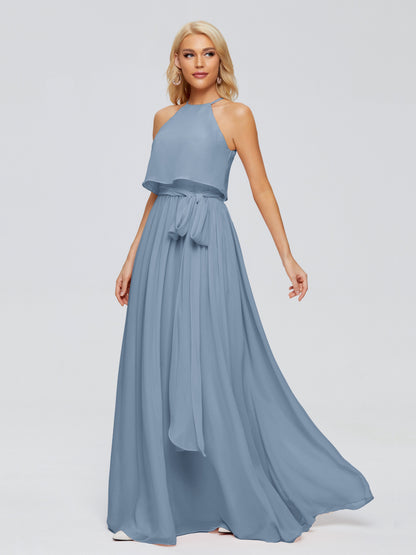 Nadey Halter Chiffon Bridesmaid Dresses With Bowknot