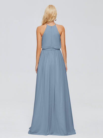 Nadey Halter Chiffon Bridesmaid Dresses With Bowknot