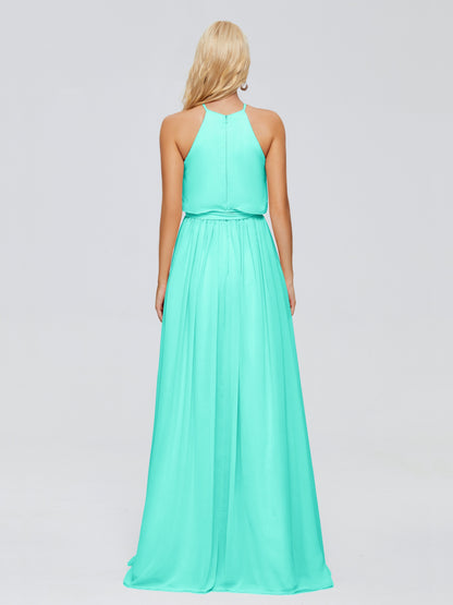 Nadey Halter Chiffon Bridesmaid Dresses With Bowknot