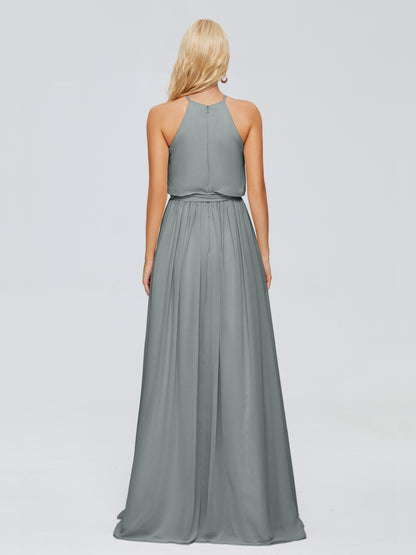 Nadey Halter Chiffon Bridesmaid Dresses With Bowknot