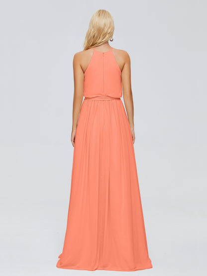 Nadey Halter Chiffon Bridesmaid Dresses With Bowknot