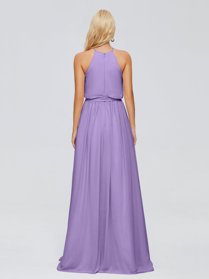 Nadey Halter Chiffon Bridesmaid Dresses With Bowknot