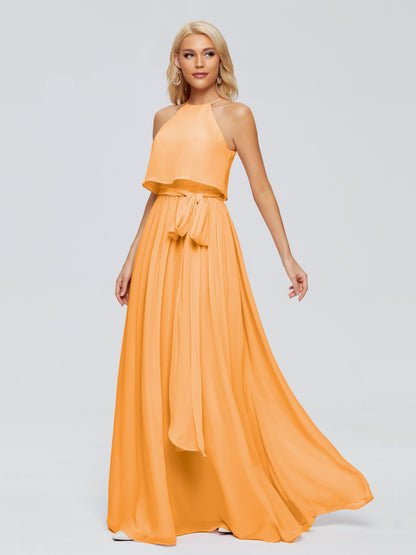 Nadey Halter Chiffon Bridesmaid Dresses With Bowknot