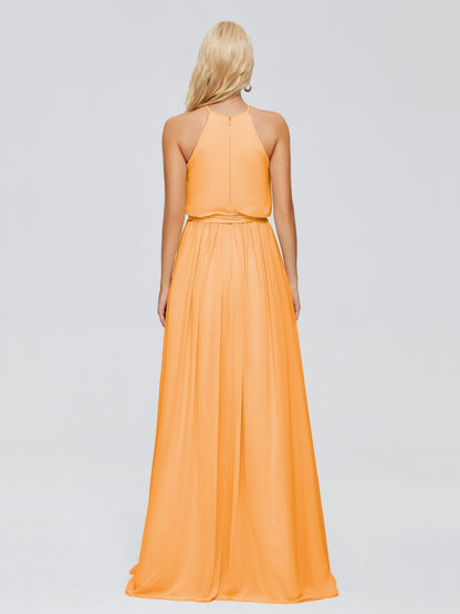 Nadey Halter Chiffon Bridesmaid Dresses With Bowknot