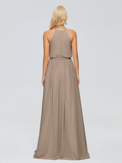 Nadey Halter Chiffon Bridesmaid Dresses With Bowknot