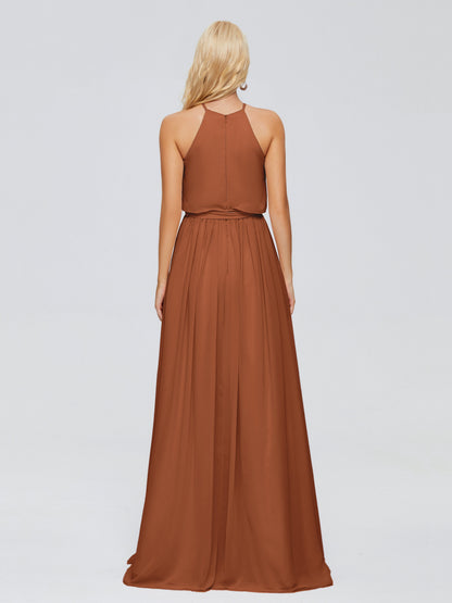 Nadey Halter Chiffon Bridesmaid Dresses With Bowknot