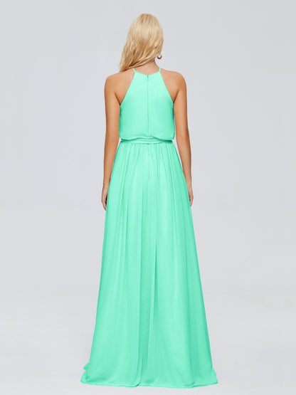 Nadey Halter Chiffon Bridesmaid Dresses With Bowknot