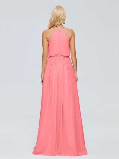 Nadey Halter Chiffon Bridesmaid Dresses With Bowknot