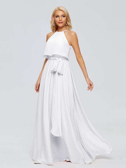 Nadey Halter Chiffon Bridesmaid Dresses With Bowknot