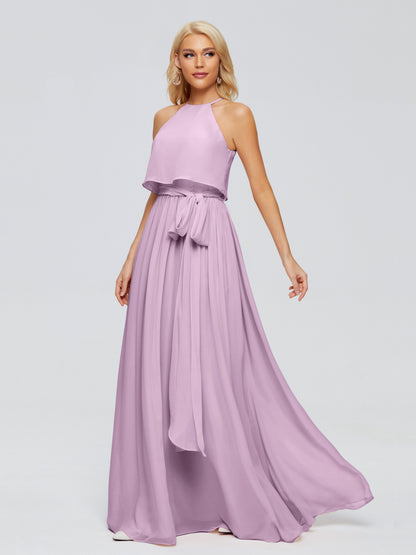 Nadey Halter Chiffon Bridesmaid Dresses With Bowknot