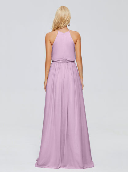 Nadey Halter Chiffon Bridesmaid Dresses With Bowknot