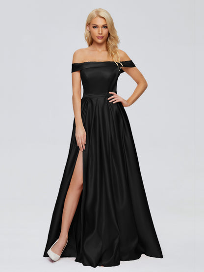 Annabelle Off the Shoulder Satin Bridesmaid Dresses