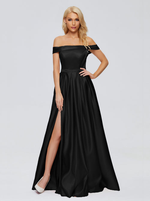 Annabelle Off the Shoulder Satin Bridesmaid Dresses