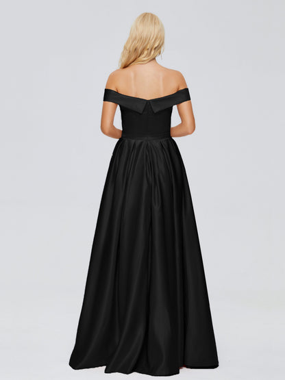 Annabelle Off the Shoulder Satin Bridesmaid Dresses