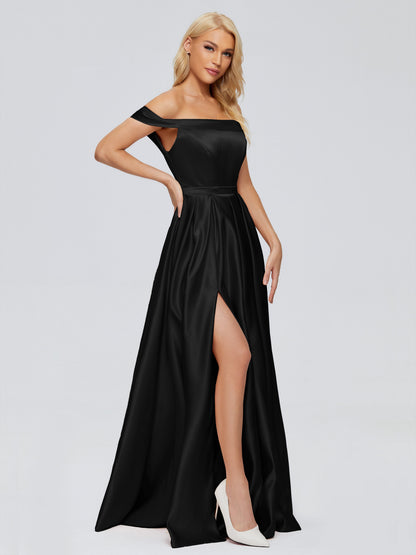 Annabelle Off the Shoulder Satin Bridesmaid Dresses