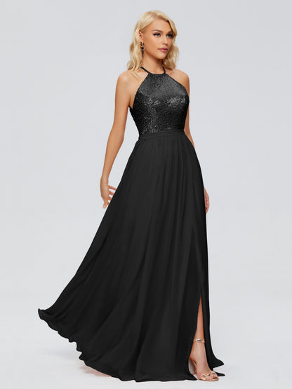 Jasmine Halter Sequins Bridesmaid Dress