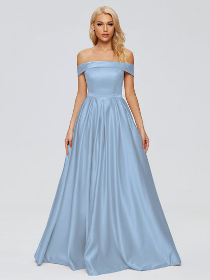 Annabelle Off the Shoulder Satin Bridesmaid Dresses