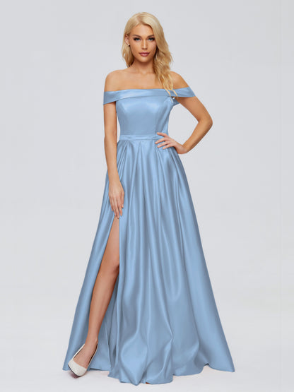 Annabelle Off the Shoulder Satin Bridesmaid Dresses