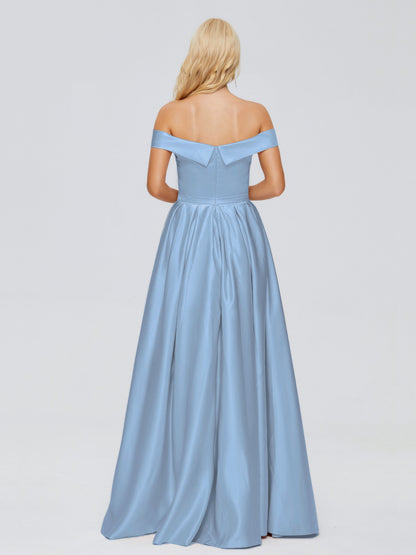 Annabelle Off the Shoulder Satin Bridesmaid Dresses
