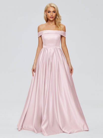 Annabelle Off the Shoulder Satin Bridesmaid Dresses
