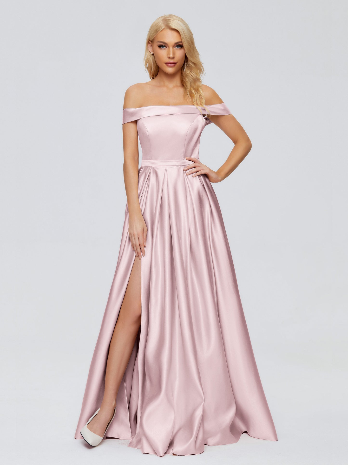 Annabelle Off the Shoulder Satin Bridesmaid Dresses