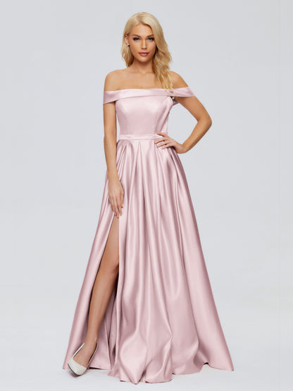 Annabelle Off the Shoulder Satin Bridesmaid Dresses