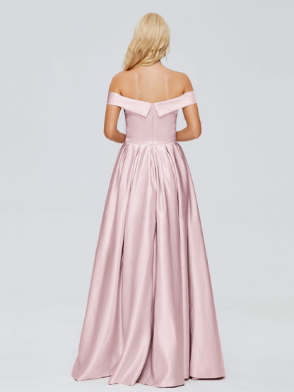 Annabelle Off the Shoulder Satin Bridesmaid Dresses