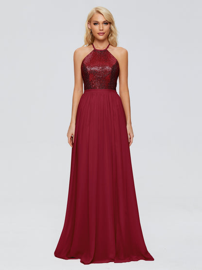 Jasmine Halter Sequins Bridesmaid Dress