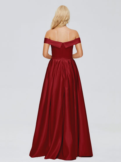 Annabelle Off the Shoulder Satin Bridesmaid Dresses