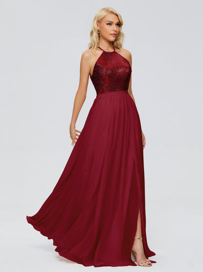 Jasmine Halter Sequins Bridesmaid Dress