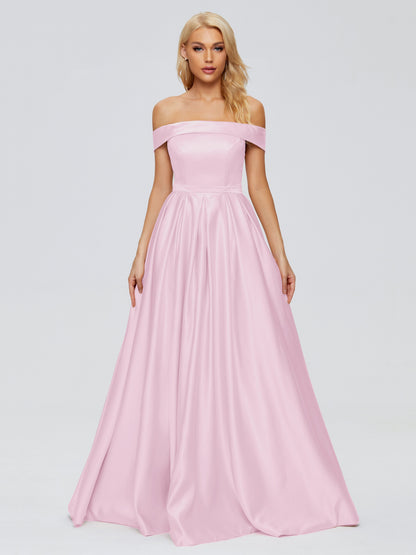 Annabelle Off the Shoulder Satin Bridesmaid Dresses