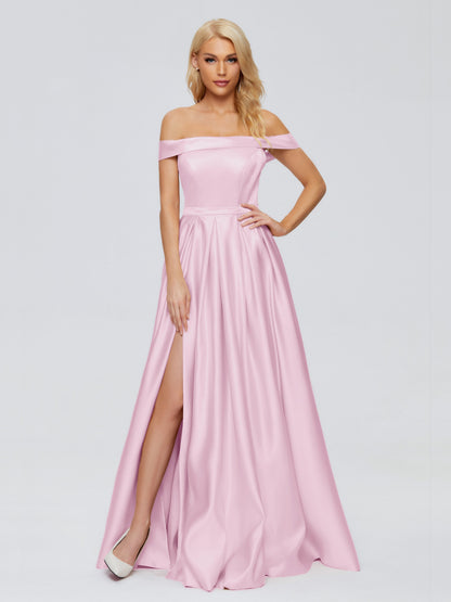 Annabelle Off the Shoulder Satin Bridesmaid Dresses