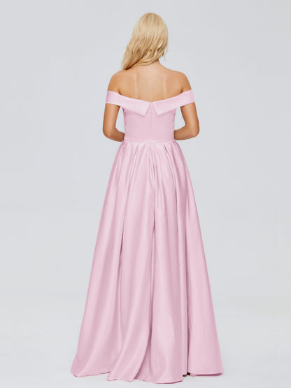 Annabelle Off the Shoulder Satin Bridesmaid Dresses