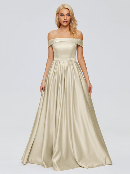 Annabelle Off the Shoulder Satin Bridesmaid Dresses