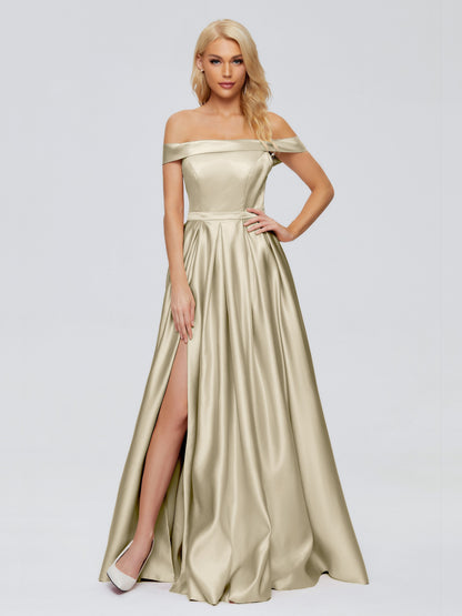 Annabelle Off the Shoulder Satin Bridesmaid Dresses