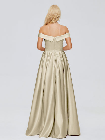 Annabelle Off the Shoulder Satin Bridesmaid Dresses