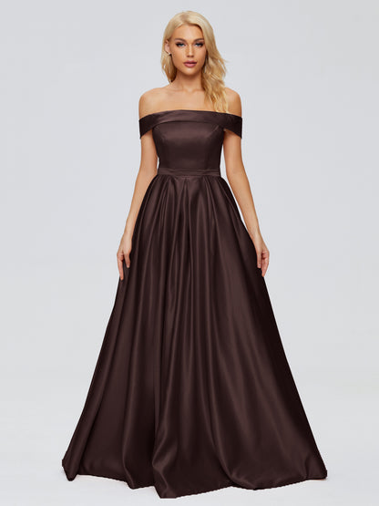 Annabelle Off the Shoulder Satin Bridesmaid Dresses
