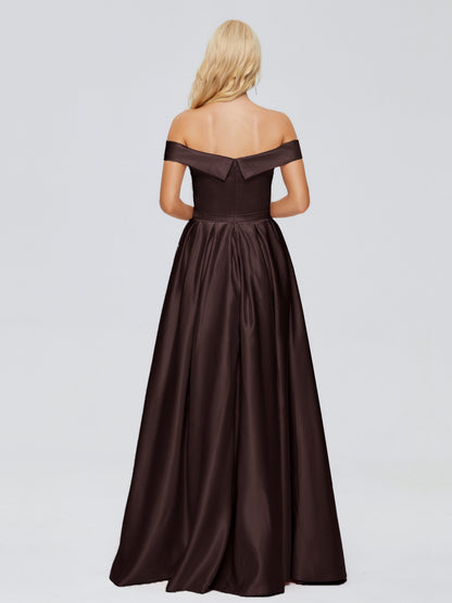 Annabelle Off the Shoulder Satin Bridesmaid Dresses