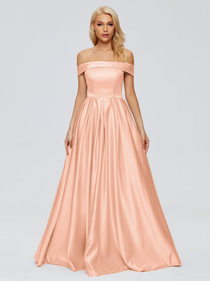 Annabelle Off the Shoulder Satin Bridesmaid Dresses