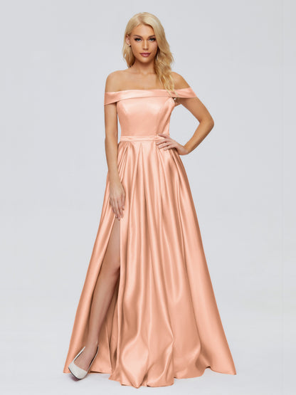 Annabelle Off the Shoulder Satin Bridesmaid Dresses
